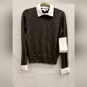 Brooks Brothers Gray Sweater with White Accents